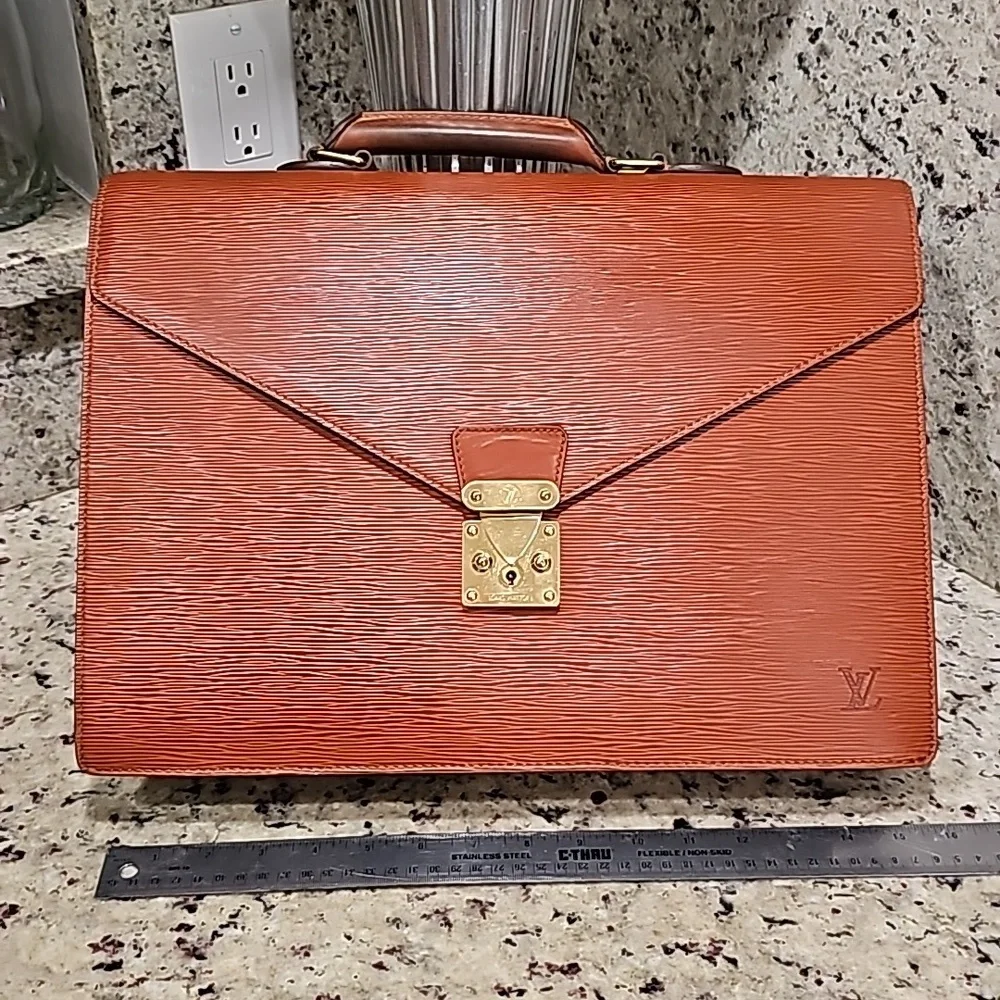 Louis Vuitton brown Epi leather briefcase 16x11x4 inches